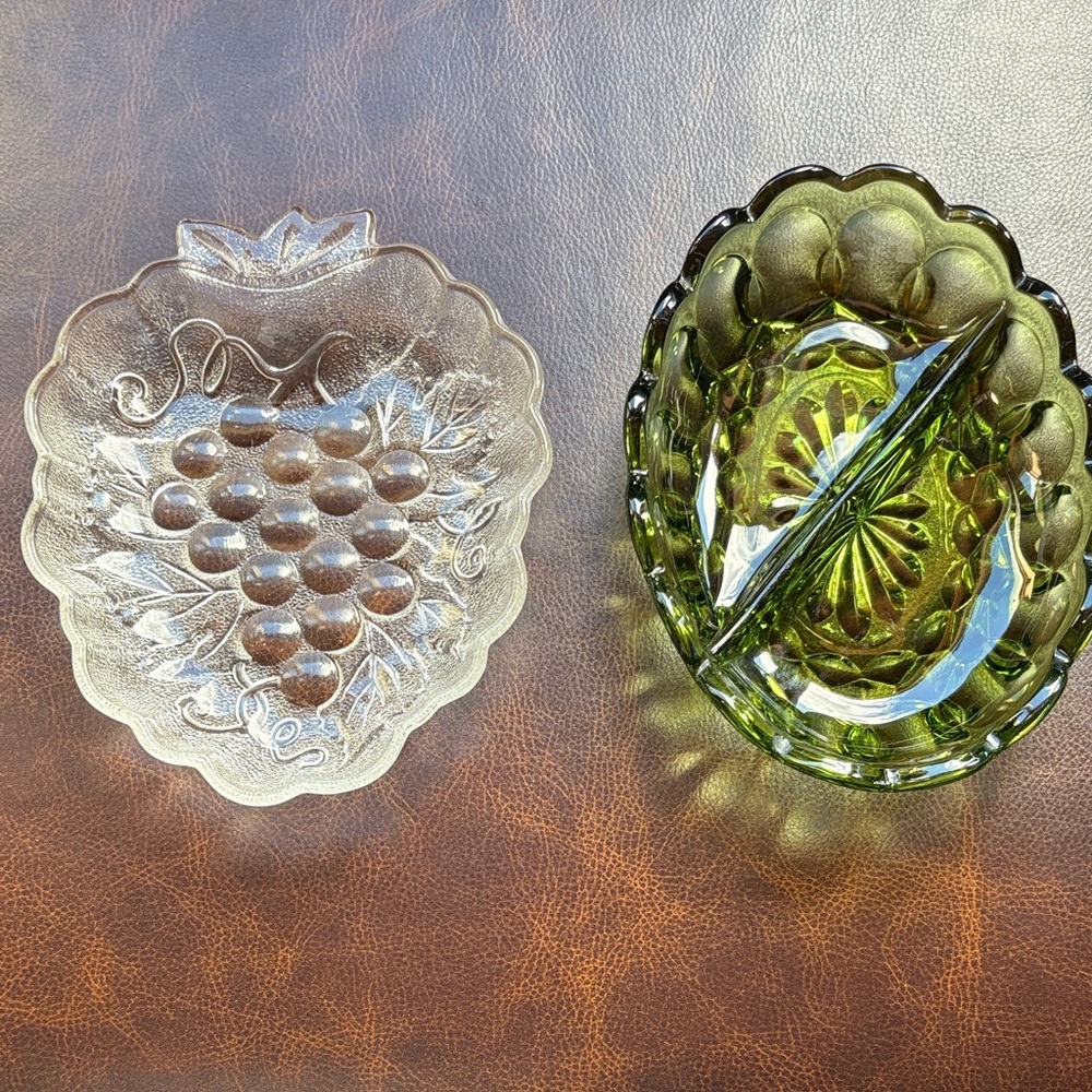 Clear and Green Glass Dishes